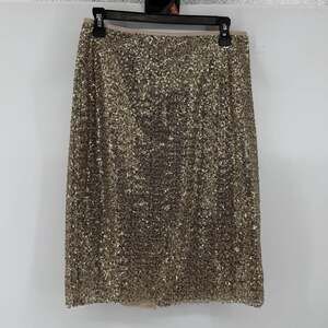 Chico’s Gold Sequin Glam Pencil Skirt Size 0 Chic Holiday Y2K NWT